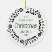 Gepersonaliseerde Baby Eerste Kerst Nordic Keramisch Ornament (Achterkant)
