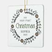 Gepersonaliseerde Baby Eerste Kerst Nordic Keramisch Ornament (Links)