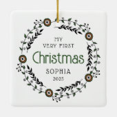 Gepersonaliseerde Baby Eerste Kerst Nordic Keramisch Ornament (Achterkant)