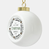 Gepersonaliseerde Baby Eerste Kerst Nordic Keramische Bal Ornament (Rechts)