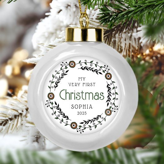 Gepersonaliseerde Baby Eerste Kerst Nordic Keramische Bal Ornament