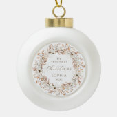 Gepersonaliseerde Baby Eerste Kerst Wildflowers Keramische Bal Ornament (Voorkant)