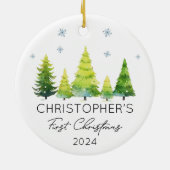 Gepersonaliseerde Baby Eerste Kerstboom Keramisch Ornament (Achterkant)