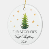 Gepersonaliseerde Baby Eerste Kerstboom Keramisch Ornament (Links)