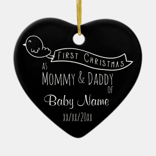 Gepersonaliseerde Baby Eerste kerstboomversiering Keramisch Ornament (Voorkant)