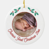 Gepersonaliseerde Baby Eerste Kerstfoto Keramisch Ornament (Achterkant)