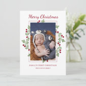 Gepersonaliseerde Baby Eerste Kerstkaart (Staand voorkant)