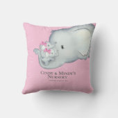 Gepersonaliseerde Baby Elephant Twins mama Kussen (Achterkant)