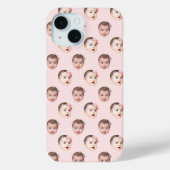 Gepersonaliseerde Baby Face 2 foto's Lichtroze Case-Mate iPhone Case (Achterkant)
