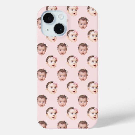 Gepersonaliseerde Baby Face 2 foto's Lichtroze Case-Mate iPhone Case (Achterkant)