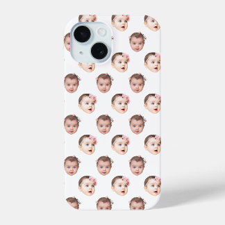 Gepersonaliseerde Baby Face 2 foto's Wit iPhone 15 Case