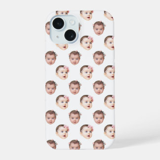 Gepersonaliseerde Baby Face 2 foto's Wit iPhone 15 Case