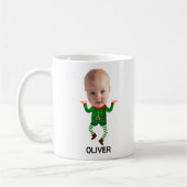 Gepersonaliseerde Baby Face Funny Christmas Elf Koffiemok (Links)