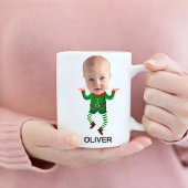 Gepersonaliseerde Baby Face Funny Christmas Elf Koffiemok