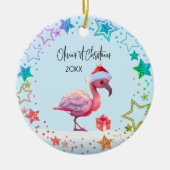 Gepersonaliseerde Baby Flamingo, Baby's Eerste Ker Keramisch Ornament (Voorkant)