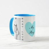 Gepersonaliseerde Baby foto Blauw handvat Koffie M Mok (Voorkant links)