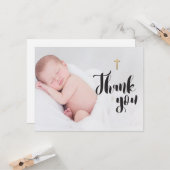 Gepersonaliseerde Baby Foto Dank u Doop Kaart (Voorkant / Achterkant in situ)