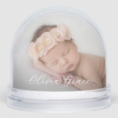 Gepersonaliseerde Baby-foto en geboortestatistieke Sneeuwbol (Voorkant)