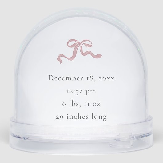 Gepersonaliseerde Baby-foto en geboortestatistieke Sneeuwbol (Achterkant)