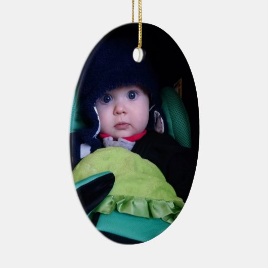 Gepersonaliseerde Baby-foto-ingang met naam en jaa Keramisch Ornament (Rechts)