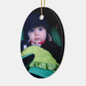 Gepersonaliseerde Baby-foto-ingang met naam en jaa Keramisch Ornament (Links)