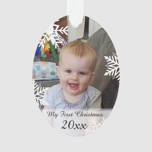 Gepersonaliseerde Baby Foto Kerst Keepsake Ornament (voorkant)