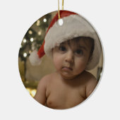 Gepersonaliseerde Baby-foto Mijn eerste kerst Keramisch Ornament (Links)