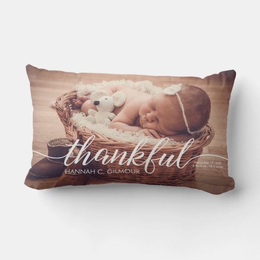 Gepersonaliseerde baby Fotoscript dankbaar Kussen (Achterkant)