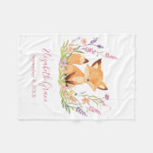 Gepersonaliseerde Baby Fox Wildflower Roze Baby Fleece Deken (Voorkant (Horizontaal))