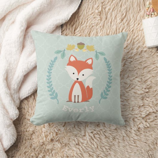 Gepersonaliseerde Baby Fox Wreath Pillow - Girl Kussen (Deken)