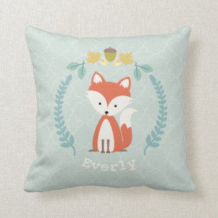 Gepersonaliseerde Baby Fox Wreath Pillow - Girl Kussen