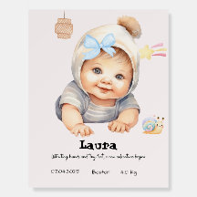 Gepersonaliseerde Baby Geboorte Poster - Schattige