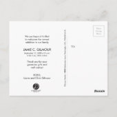 Gepersonaliseerde Baby geboorteaankondiging Dank u Briefkaart (Achterkant)