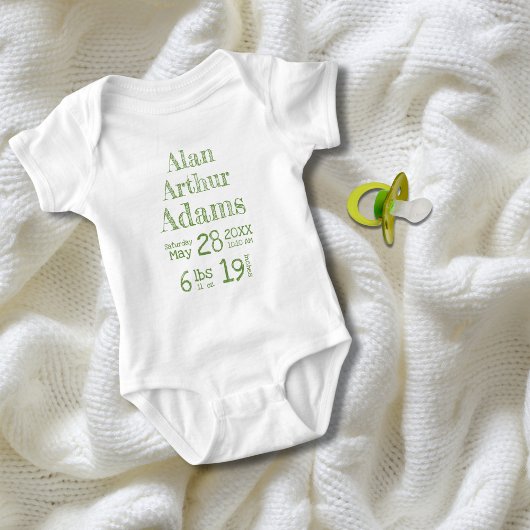 Gepersonaliseerde Baby Geboortestatus Bodysuit | G
