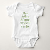 Gepersonaliseerde Baby Geboortestatus Bodysuit | G (Voorkant)