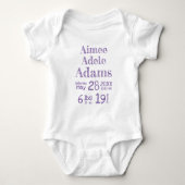 Gepersonaliseerde Baby Geboortestatus Bodysuit | P (Voorkant)