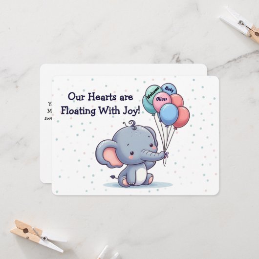 Gepersonaliseerde Baby Gefeliciteerd Kaart (Voorkant / Achterkant in situ)