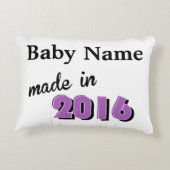 Gepersonaliseerde Baby gemaakt in Paars 2016 Accent Kussen (Achterkant)