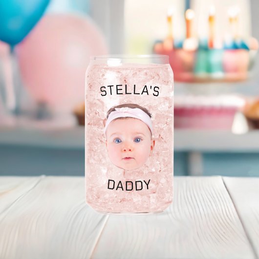 Gepersonaliseerde Baby Gezicht Foto Vader Gift Blikvorm Glas (Insitu (Baby Shower))