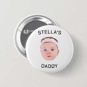 Gepersonaliseerde Baby Gezicht Foto Vader Gift Ronde Button 5,7 Cm