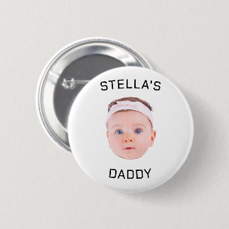 Gepersonaliseerde Baby Gezicht Foto Vader Gift Ronde Button 5,7 Cm