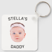 Gepersonaliseerde Baby Gezicht Foto Vader Gift Sleutelhanger (Achterkant)