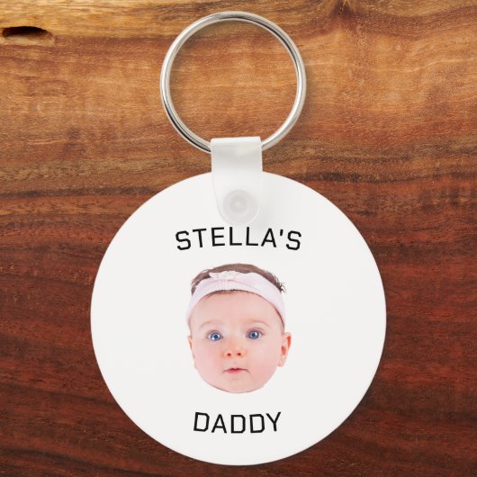 Gepersonaliseerde Baby Gezicht Foto Vader Gift Sleutelhanger (Achterkant)