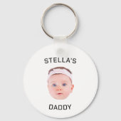 Gepersonaliseerde Baby Gezicht Foto Vader Gift Sleutelhanger (Achterkant)