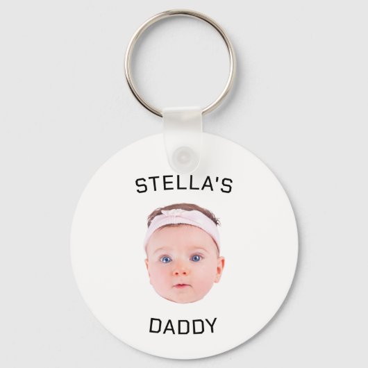 Gepersonaliseerde Baby Gezicht Foto Vader Gift Sleutelhanger (Achterkant)