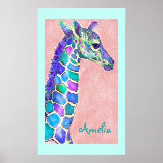 gepersonaliseerde baby giraf poster (Voorkant)