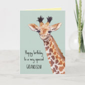 Gepersonaliseerde Baby Giraffe Birthday Kaart (Voorkant)