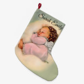 Gepersonaliseerde  baby Girl Angel Sleeping Grote Kerstsok (Voorkant (Hangend))