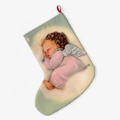 Gepersonaliseerde  baby Girl Angel Sleeping Grote Kerstsok (Achterkant (Hangend))