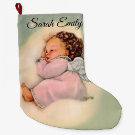 Gepersonaliseerde  baby Girl Angel Sleeping Grote Kerstsok